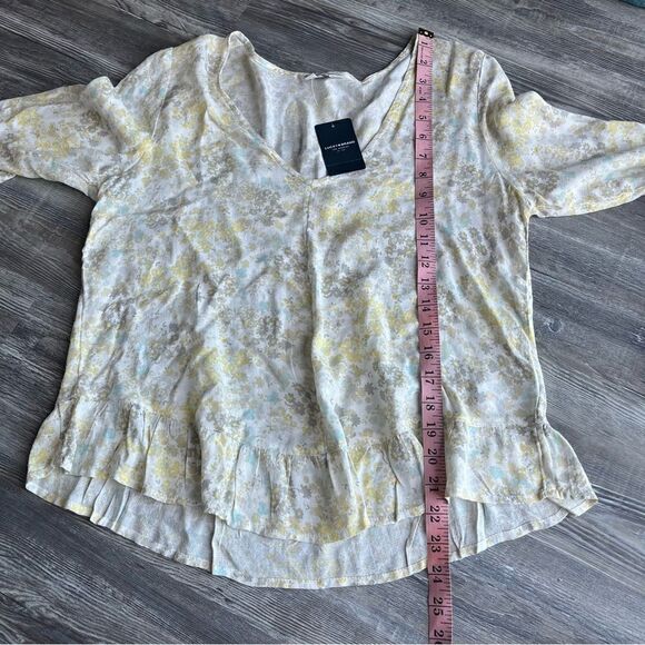 Lucky Brand Floral Long Sleeve Maya Тор Ruffled Hemline - Picture 14 of 14